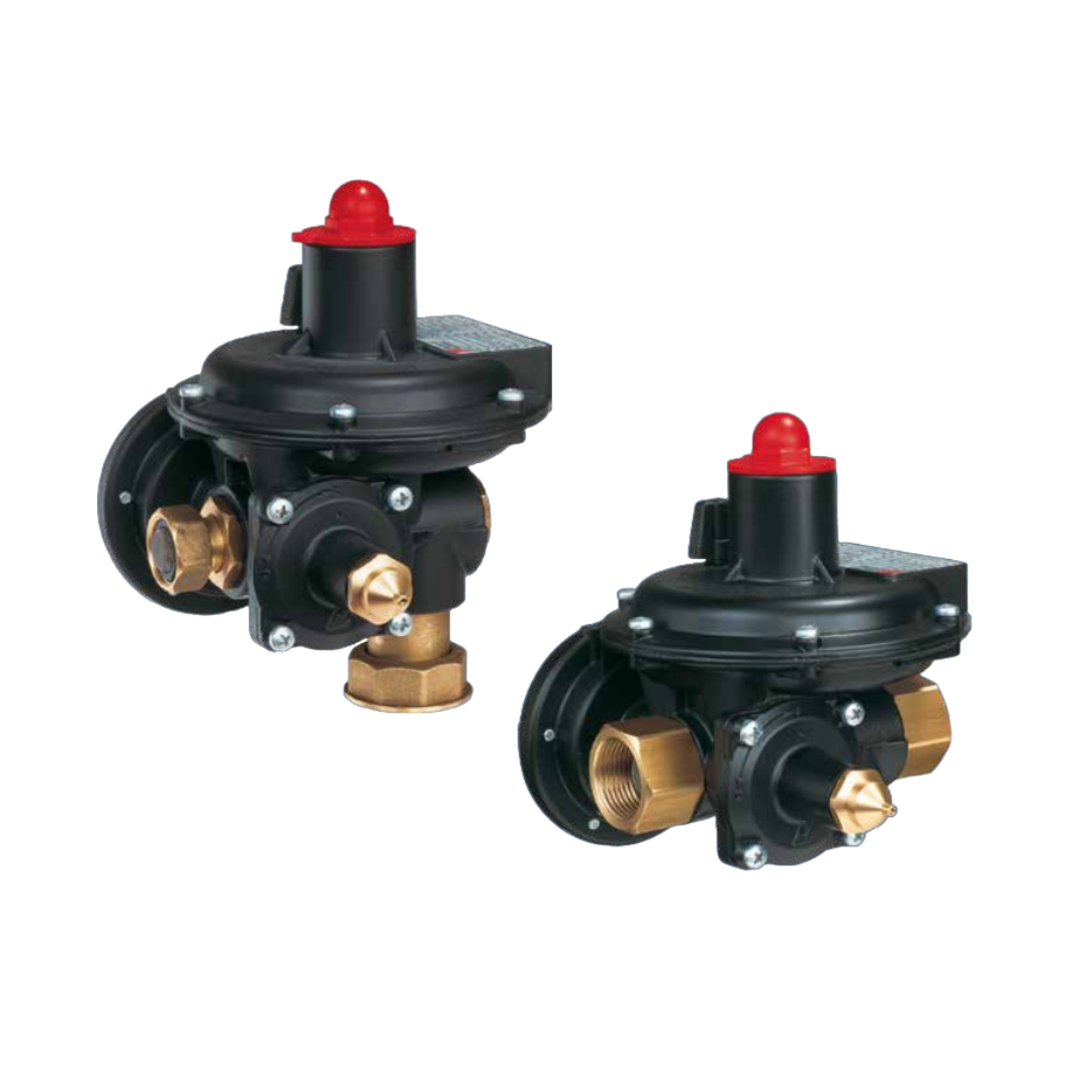 Регулятор давления газа R71-AP G¾"хG1¼" угловой Рвых=70-300 mbar с клапаном ПЗК