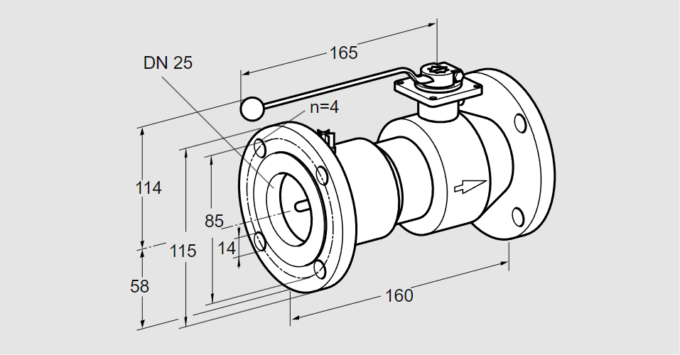 Кран шаровый термозапорный AKT 25F50TAS DN25