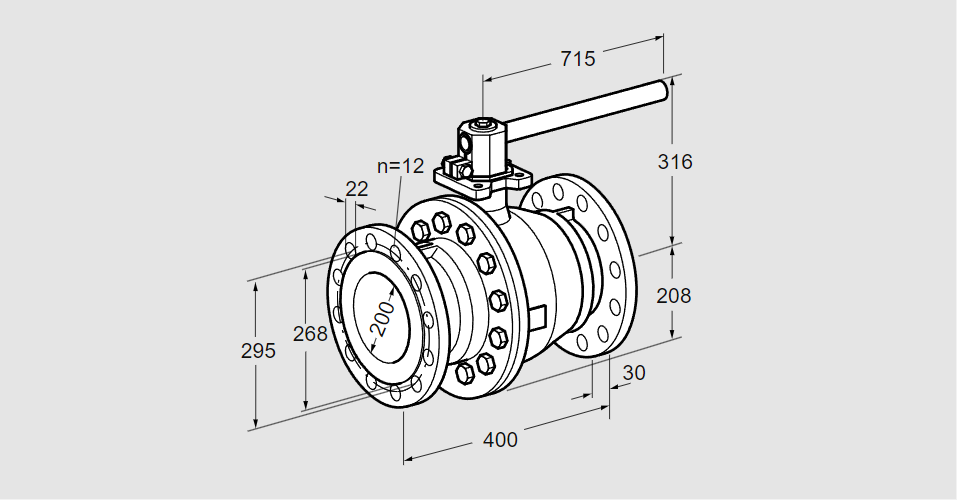 Кран шаровой запорный АКТ 200F160G1 DN200