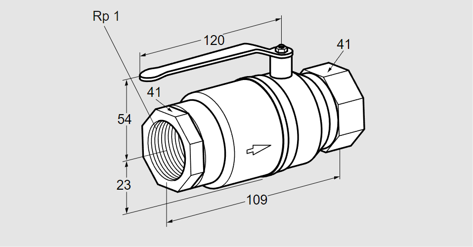 Кран шаровый термозапорный AKT 25R10TAS DN25