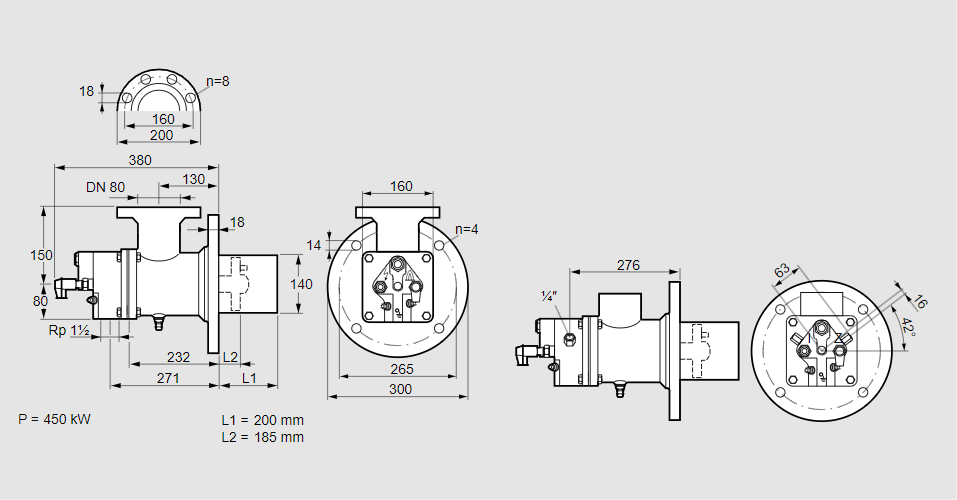 Горелка газовая BIO 140KB-200/185-(66E)E