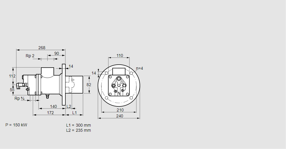Горелка газовая BIO 80HB-300/235-(16A)F