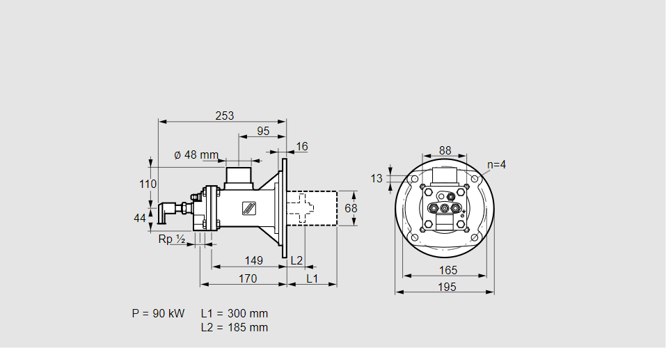 Горелка газовая BIOA 65HB-300/185-(34)DB