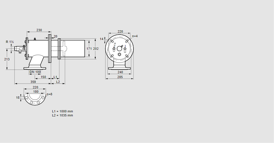 Горелка газовая ZIC 165HB-1000/1035-(18)DB