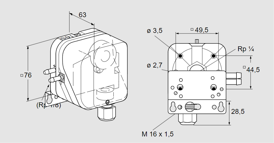 Датчик-реле давления DL 30A-3T21W