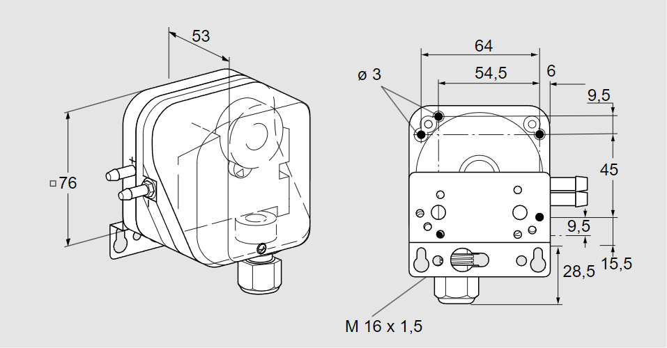 Датчик-реле давления DL 10KG-3W