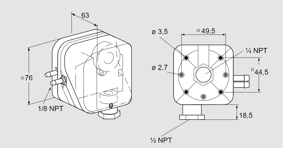 Датчик-реле давления DL 5AT-2N