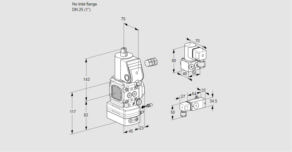 Регулятор соотношения газ/воздух 1:1  с эл.магнитным клапаном VAG 1-/25R/NWAE