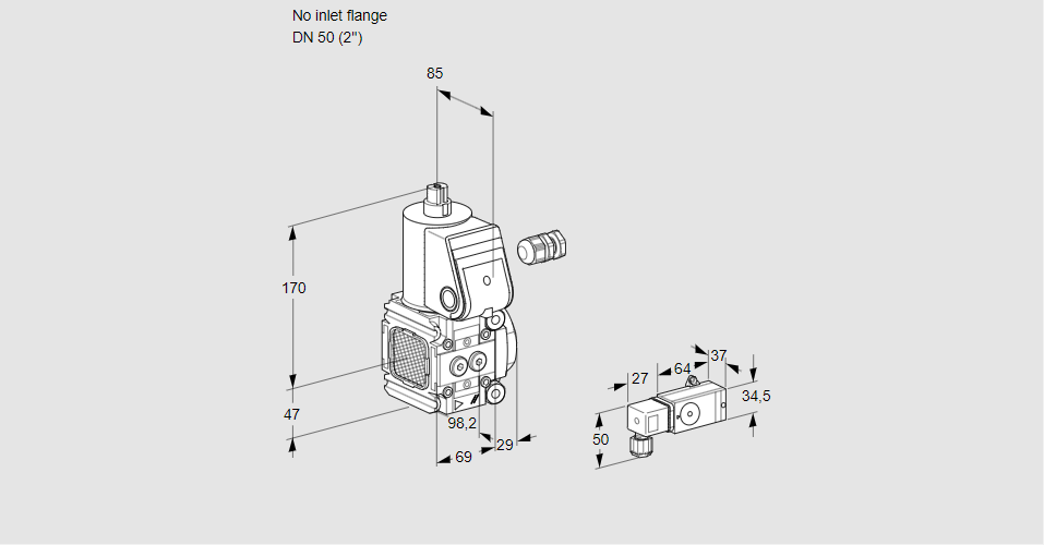 Клапан эл.магнитный газовый VAS 2-/50R/NK