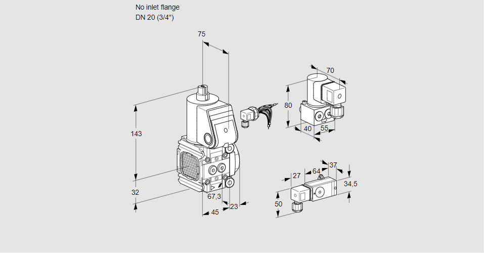 Клапан эл.магнитный газовый VAS 1-/20R/NW