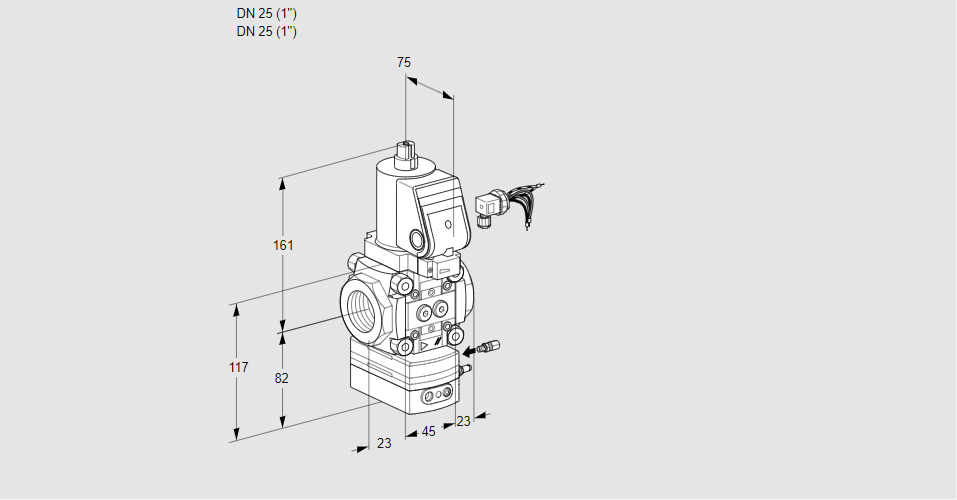 Регулятор соотношения газ/воздух 1:1  с эл.магнитным клапаном VAG 125R/NWSRAE