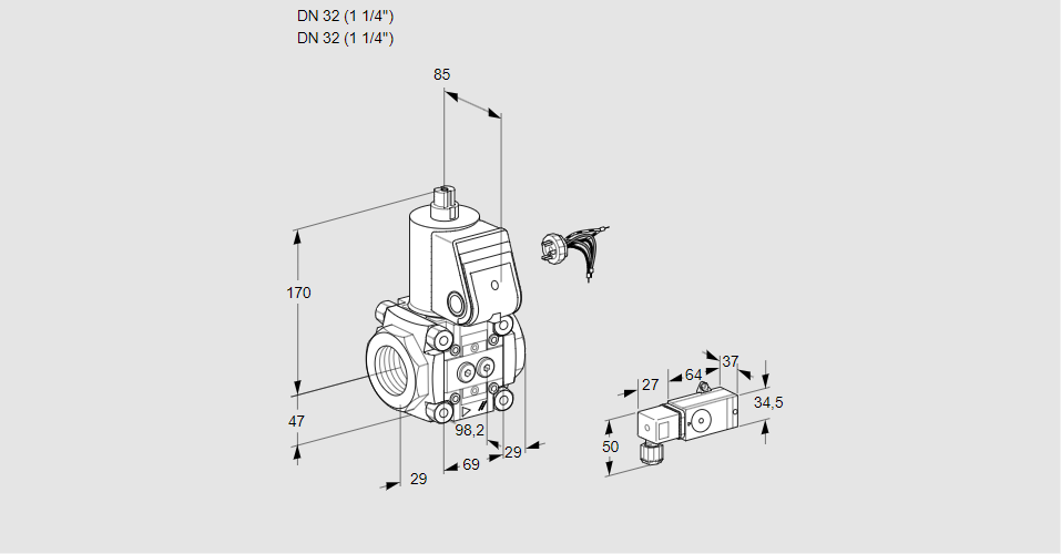 Клапан эл.магнитный газовый VAS 232R/NW