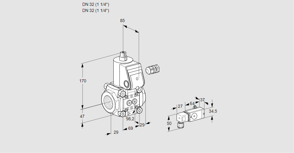 Клапан эл.магнитный газовый VAS 232R/NW