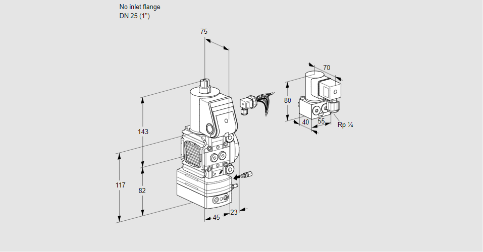 Регулятор соотношения газ/воздух 1:1  с эл.магнитным клапаном VAG 1-/25R/NWAE