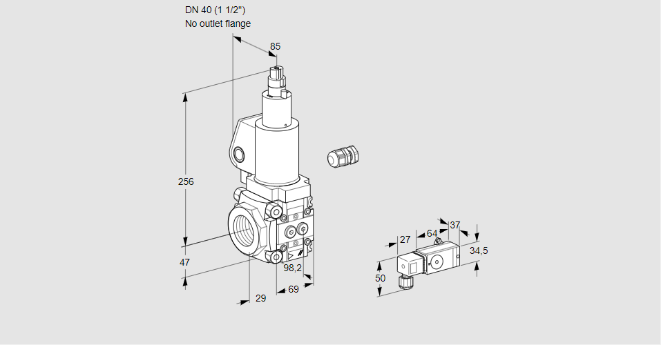 Клапан эл.магнитный газовый VAS 240/-R/LWGL