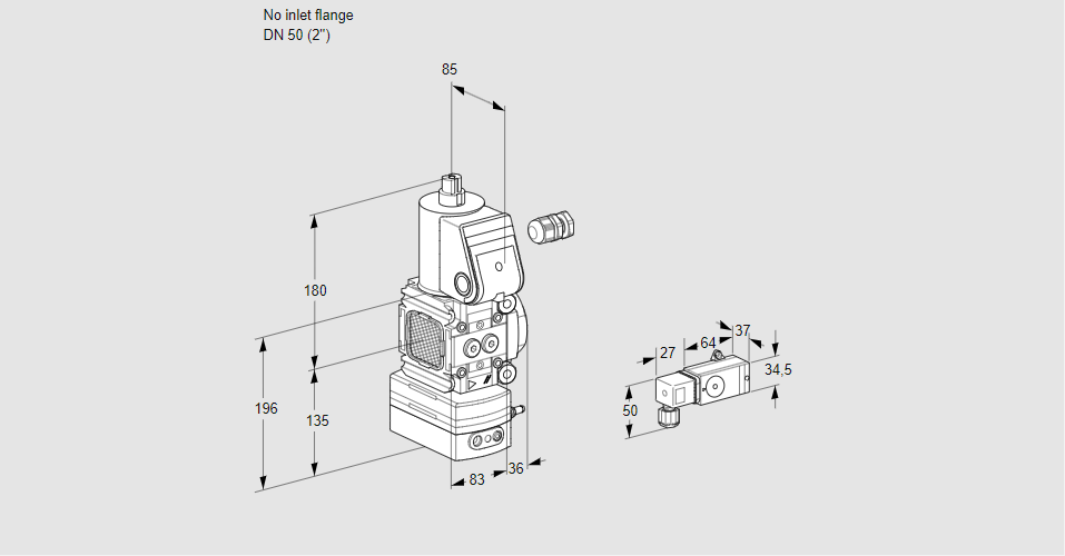 Регулятор соотношения газ/воздух 1:1  с эл.магнитным клапаном VAG 3-/50R/NKAN