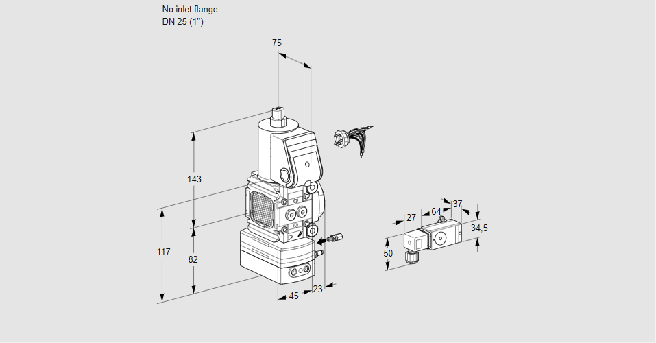 Регулятор соотношения газ/воздух 1:1  с эл.магнитным клапаном VAG 1-/25R/NWAE