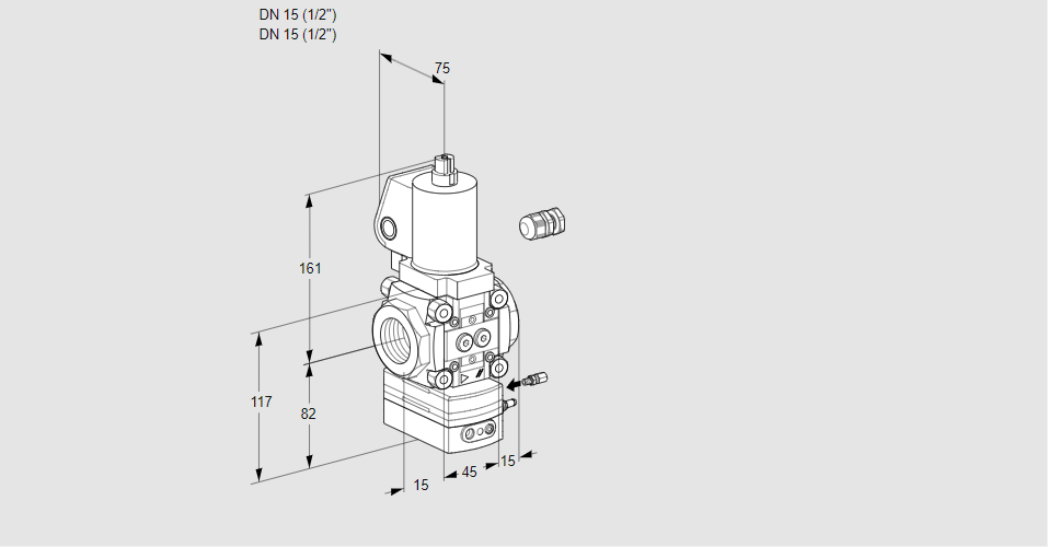 Регулятор соотношения газ/воздух 1:1  с эл.магнитным клапаном VAG 115R/NKGLBE