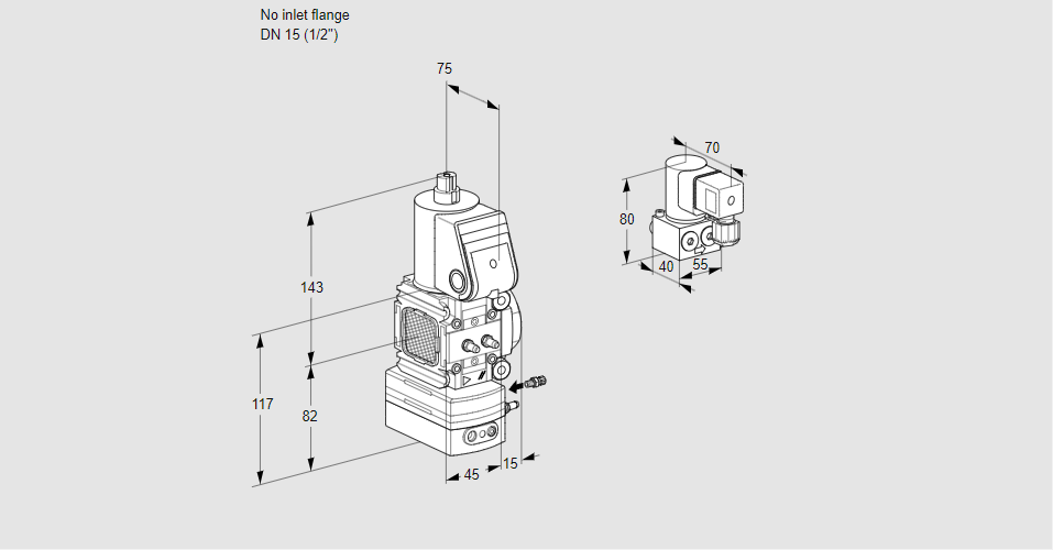 Регулятор соотношения газ/воздух 1:1  с эл.магнитным клапаном VAG 1-/15R/NWBK