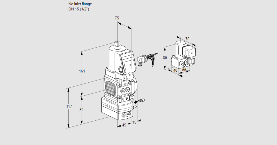 Регулятор соотношения газ/воздух 1:1  с эл.магнитным клапаном VAG 1-/15R/NWSRBE