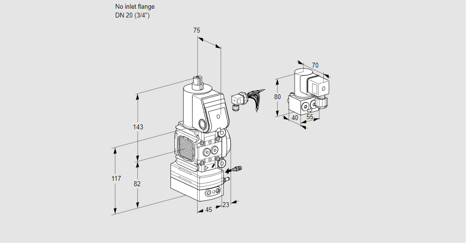 Регулятор соотношения газ/воздух 1:1  с эл.магнитным клапаном VAG 1-/20R/NWAK