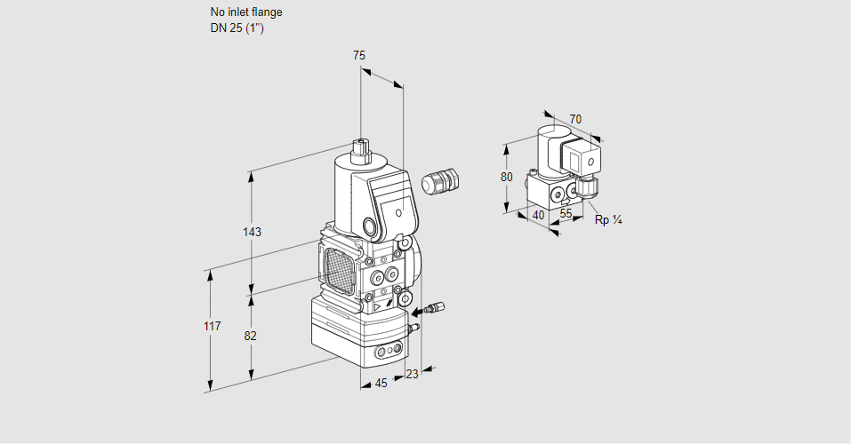 Регулятор соотношения газ/воздух 1:1  с эл.магнитным клапаном VAG 1-/25R/NWAE