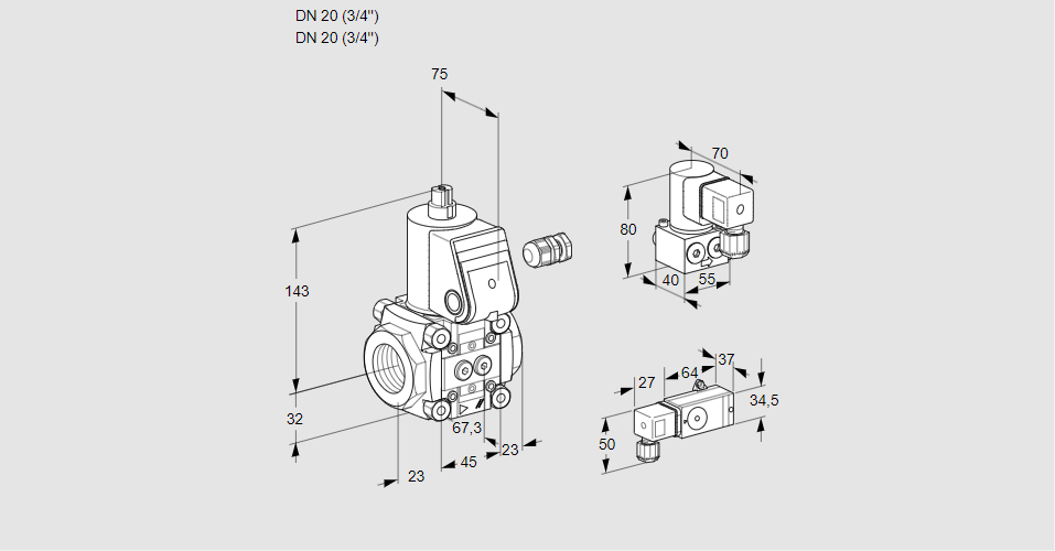 Клапан эл.магнитный газовый VAS 120R/NW