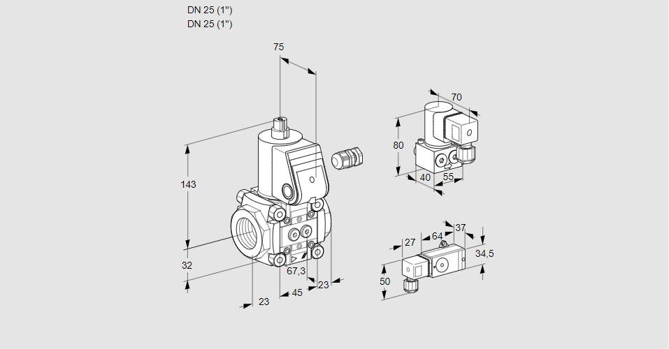 Клапан эл.магнитный газовый VAS 125R/NW
