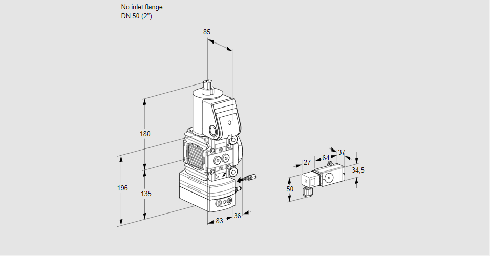 Регулятор соотношения газ/воздух 1:1  с эл.магнитным клапаном VAG 3-/50R/NWAE