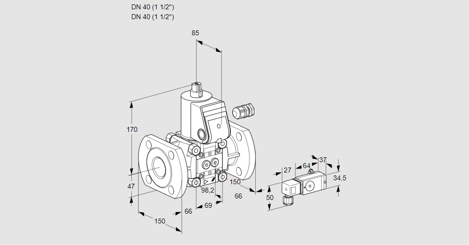 Клапан эл.магнитный газовый VAS 240F/NW
