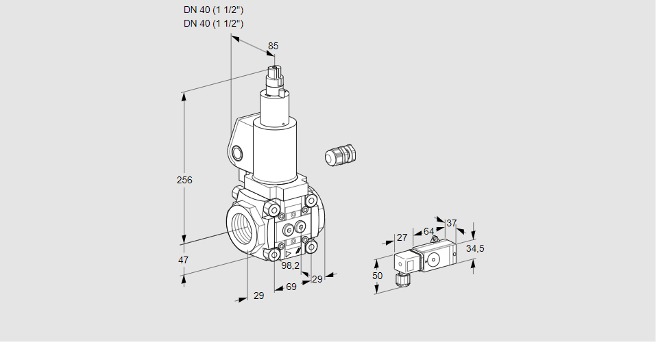 Клапан эл.магнитный газовый VAS 240R/LWSL