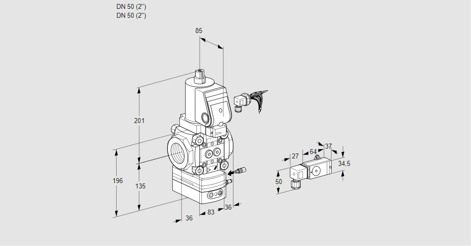Регулятор соотношения газ/воздух 1:1  с эл.магнитным клапаном VAG 350R/NWGRAE