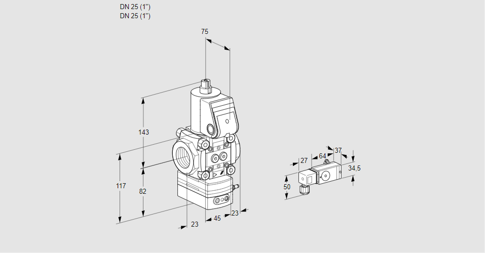 Регулятор давления с эл.магнитным клапаном VAD 125R/NW-25A