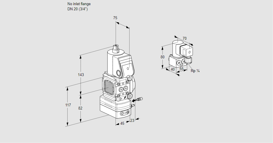Регулятор соотношения газ/воздух 1:1  с эл.магнитным клапаном VAG 1-/20R/NWAE