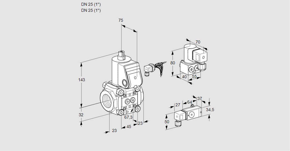 Клапан эл.магнитный газовый VAS 125R/NW