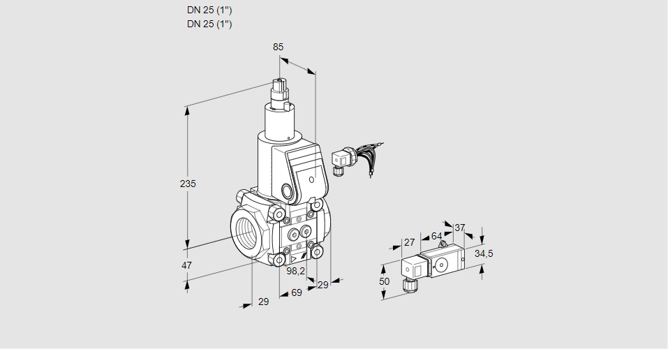 Клапан эл.магнитный газовый VAS 225R/LW