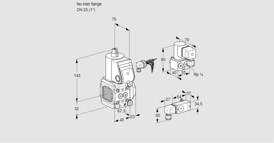 Клапан эл.магнитный газовый VAS 1-/25R/NW