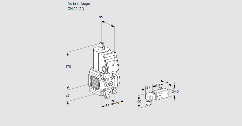 Клапан эл.магнитный газовый VAS 2-/50R/NW