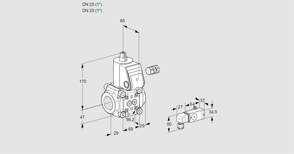 Клапан эл.магнитный газовый VAS 225R/NW