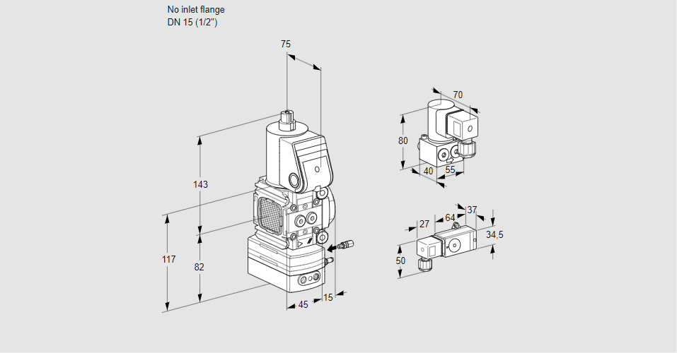 Регулятор соотношения газ/воздух 1:1  с эл.магнитным клапаном VAG 1-/15R/NWBE