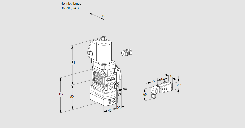 Регулятор соотношения газ/воздух 1:1  с эл.магнитным клапаном VAG 1-/20R/NWGLAK