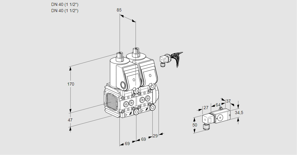 Клапан эл.магнитный сдвоенный VCS 2E40R/40R05FNNWR/2--4/PPPP