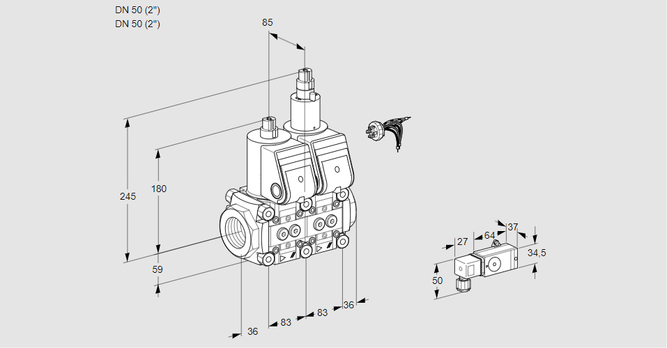 Клапан эл.магнитный сдвоенный VCS 3E50R/50R05NLWR/2-PP/PPPP