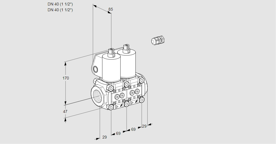 Клапан эл.магнитный сдвоенный VCS 2E40R/40R05NNWL/PPPP/PPPP
