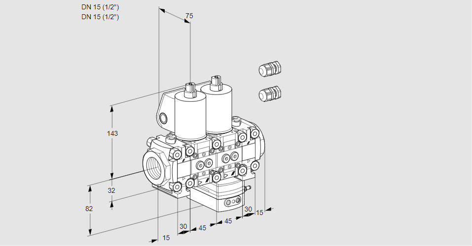 Регулятор давления с двумя эл.магнитными клапанами VCD 1E15R/15R05FND-100VWL3/PPPP/PPPP