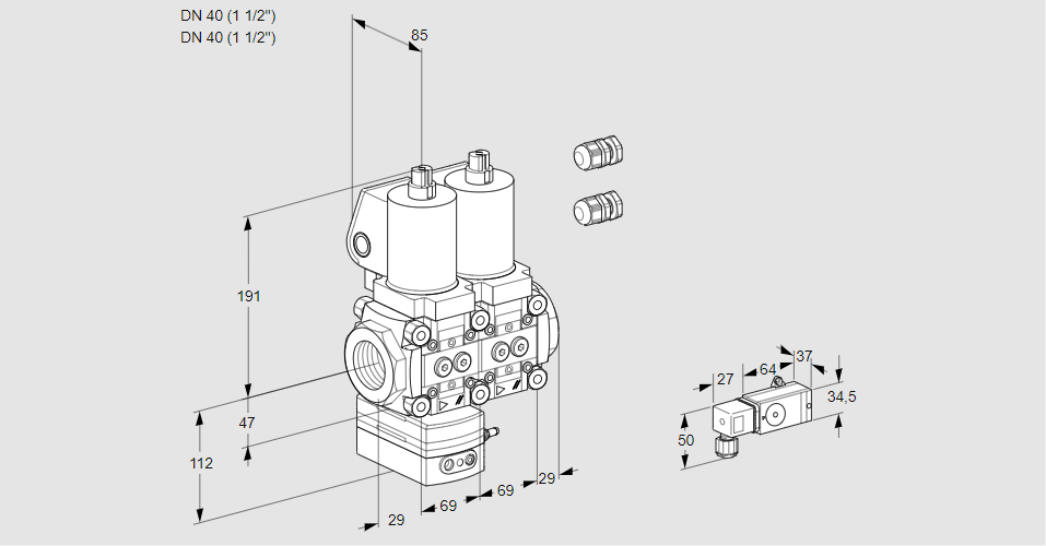 Регулятор давления с двумя эл.магнитными клапанами VCD 2E40R/40R05D-100NWSL3/PP1-/PPPP