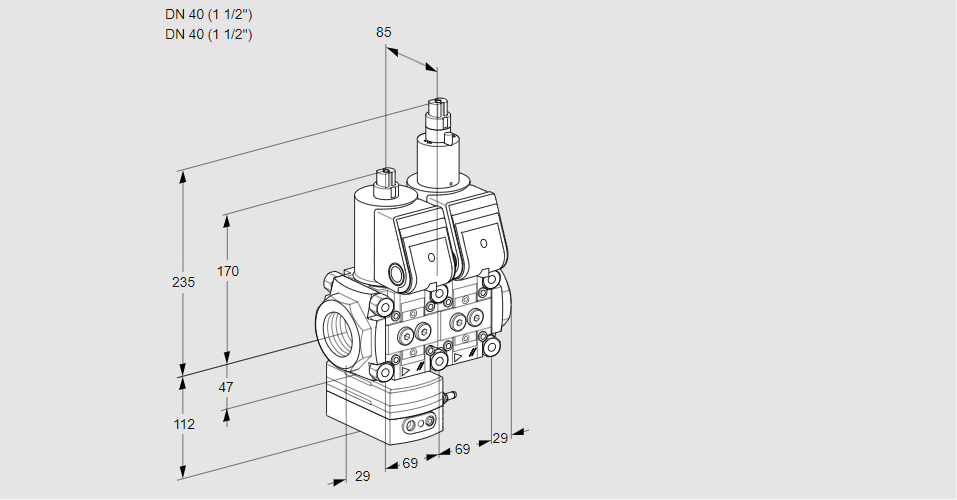 Регулятор давления с двумя эл.магнитными клапанами VCD 2E40R/40R05D-25LQR/PPPP/PPPP