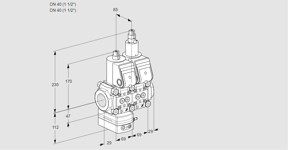 Регулятор давления с двумя эл.магнитными клапанами VCD 2E40R/40R05D-25LWR/PPPP/PPPP