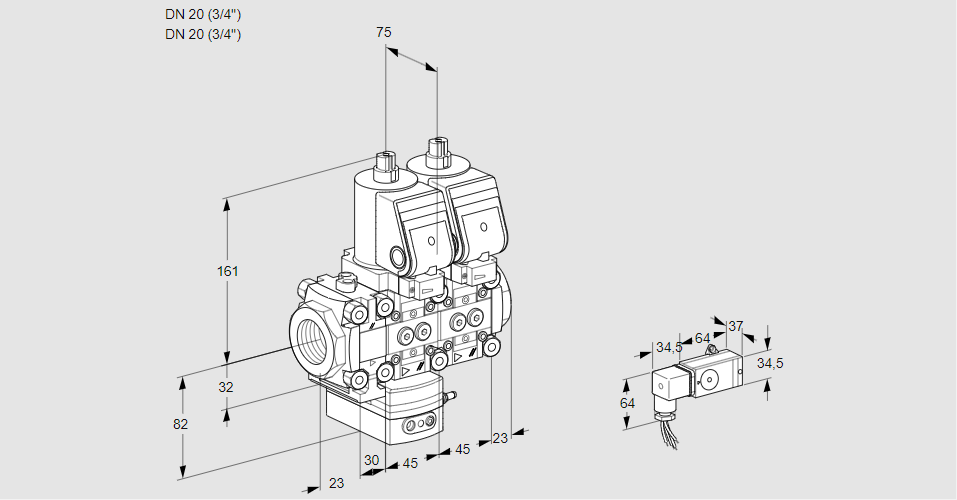 Регулятор давления с двумя эл.магнитными клапанами VCD 1T20N/20N05FD-50NQSR/3-PP/PPPP