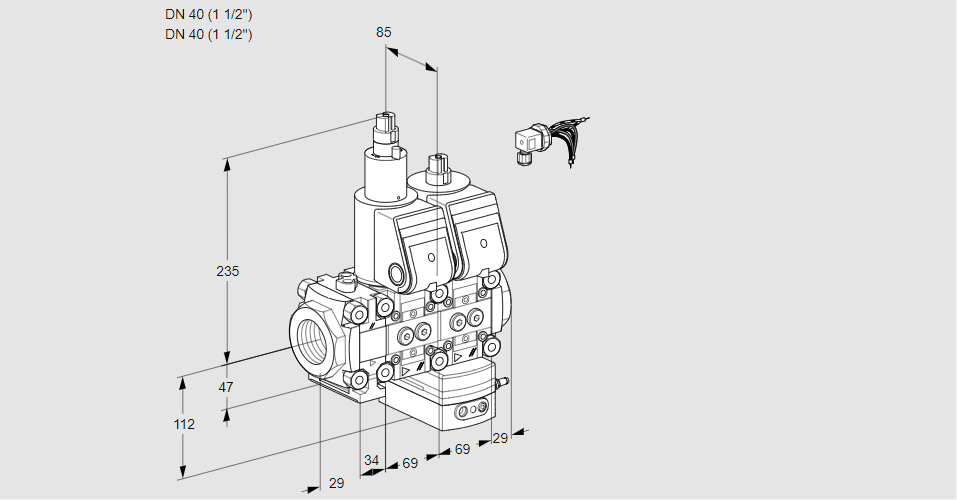 Регулятор давления с двумя эл.магнитными клапанами VCD 2E40R/40R05FLD-25WR/PPPP/PPPP